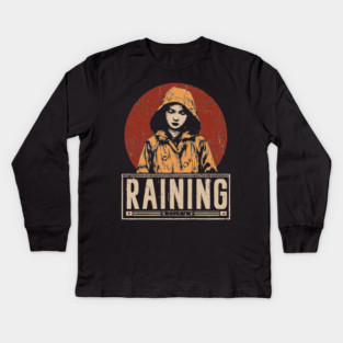 Raining Solitude - Neo Noir Urban Folklore Print Kids Long Sleeve T-Shirt