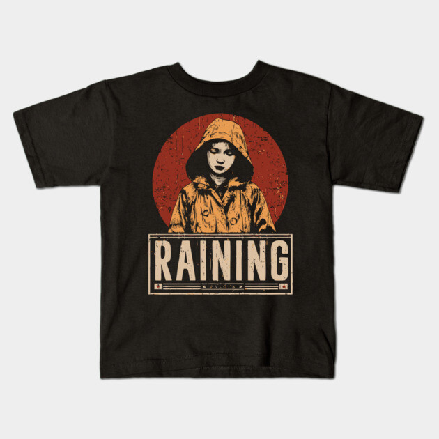 Raining Solitude - Neo Noir Urban Folklore Print Kids T-Shirt by TuncGK