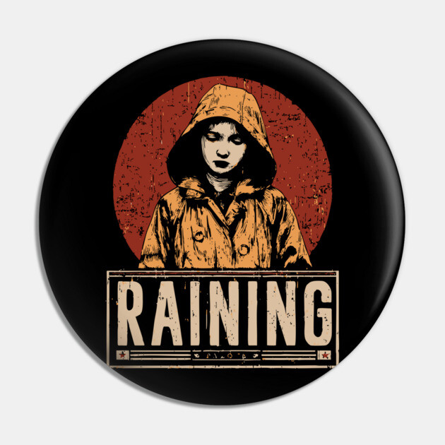 Raining Solitude - Neo Noir Urban Folklore Print Pin by TuncGK