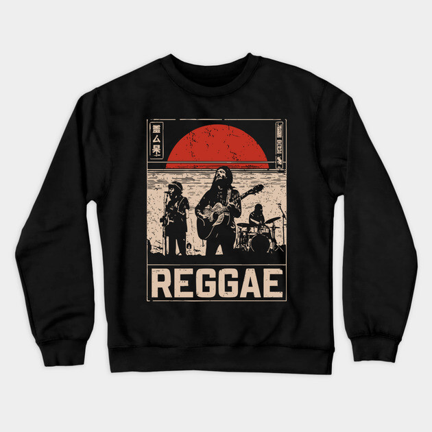 Reggae Band Silhouette - Crossover Rhythm Propaganda Art Crewneck Sweatshirt by TuncGK