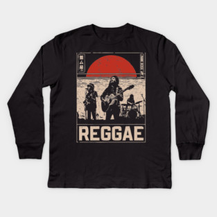 Reggae Band Silhouette - Crossover Rhythm Propaganda Art Kids Long Sleeve T-Shirt