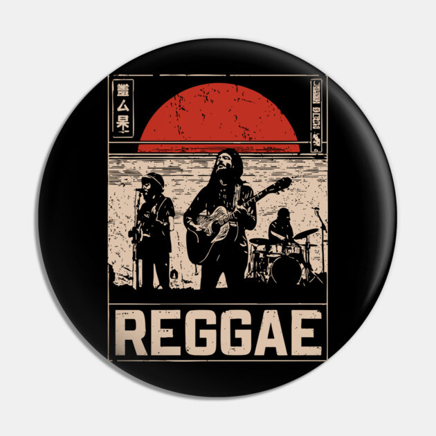 Reggae Band Silhouette - Crossover Rhythm Propaganda Art Pin by TuncGK
