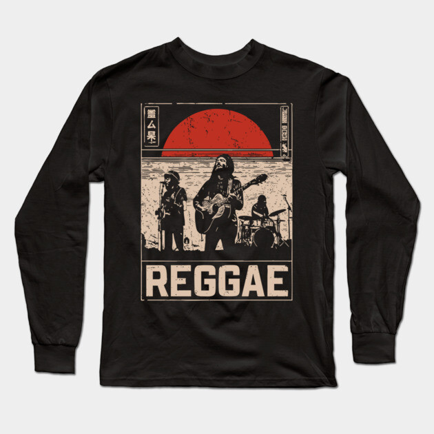 Reggae Band Silhouette - Crossover Rhythm Propaganda Art Long Sleeve T-Shirt by TuncGK