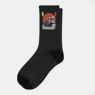 Roaring Hippo River Beast - African Mythpunk Propaganda Art Socks