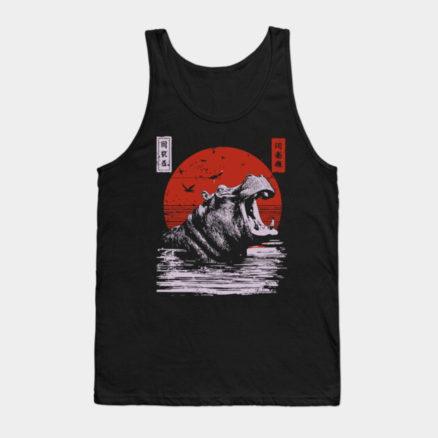 Roaring Hippo River Beast - African Mythpunk Propaganda Art Tank Top by TuncGK