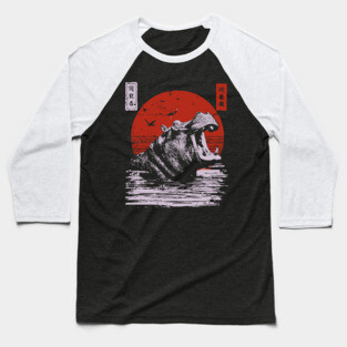 Roaring Hippo River Beast - African Mythpunk Propaganda Art Baseball T-Shirt