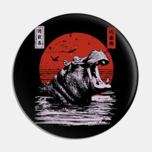 Roaring Hippo River Beast - African Mythpunk Propaganda Art Pin
