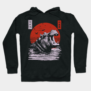 Roaring Hippo River Beast - African Mythpunk Propaganda Art Hoodie