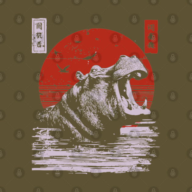 Roaring Hippo River Beast - African Mythpunk Propaganda Art by TuncGK