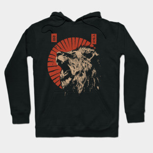 Roaring Lion Rising Sun - Constructivist Wildlife Propaganda Hoodie