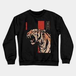 Roaring Tiger Fury - Tech Noir Predator Screenprint Crewneck Sweatshirt
