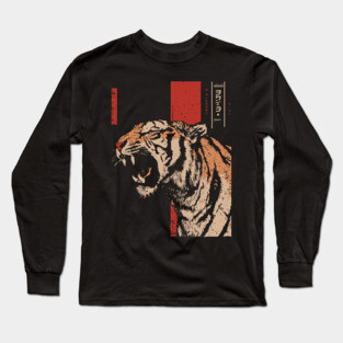 Roaring Tiger Fury - Tech Noir Predator Screenprint Long Sleeve T-Shirt