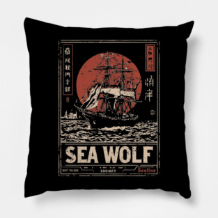 Sea Wolf Pirate Ship - Maritime Dieselpunk Adventure Print Pillow