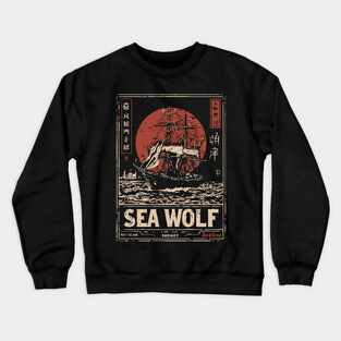Sea Wolf Pirate Ship - Maritime Dieselpunk Adventure Print Crewneck Sweatshirt