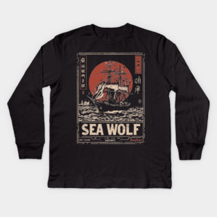 Sea Wolf Pirate Ship - Maritime Dieselpunk Adventure Print Kids Long Sleeve T-Shirt