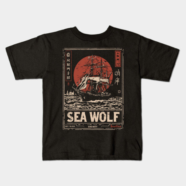 Sea Wolf Pirate Ship - Maritime Dieselpunk Adventure Print Kids T-Shirt by TuncGK