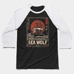 Sea Wolf Pirate Ship - Maritime Dieselpunk Adventure Print Baseball T-Shirt