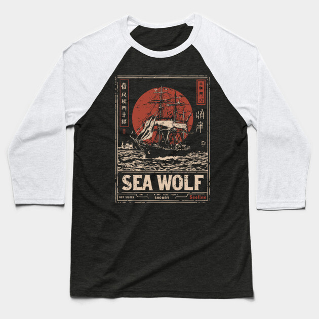 Sea Wolf Pirate Ship - Maritime Dieselpunk Adventure Print Baseball T-Shirt by TuncGK