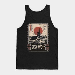 Sea Wolf Submarine - Tech Noir Underwater Warfare Art Tank Top