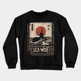 Sea Wolf Submarine - Tech Noir Underwater Warfare Art Crewneck Sweatshirt