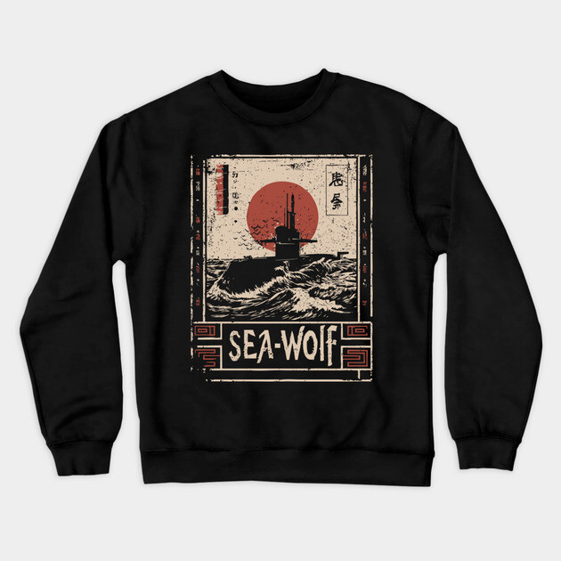 Sea Wolf Submarine - Tech Noir Underwater Warfare Art Crewneck Sweatshirt by TuncGK