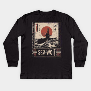 Sea Wolf Submarine - Tech Noir Underwater Warfare Art Kids Long Sleeve T-Shirt