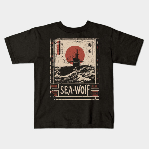 Sea Wolf Submarine - Tech Noir Underwater Warfare Art Kids T-Shirt by TuncGK