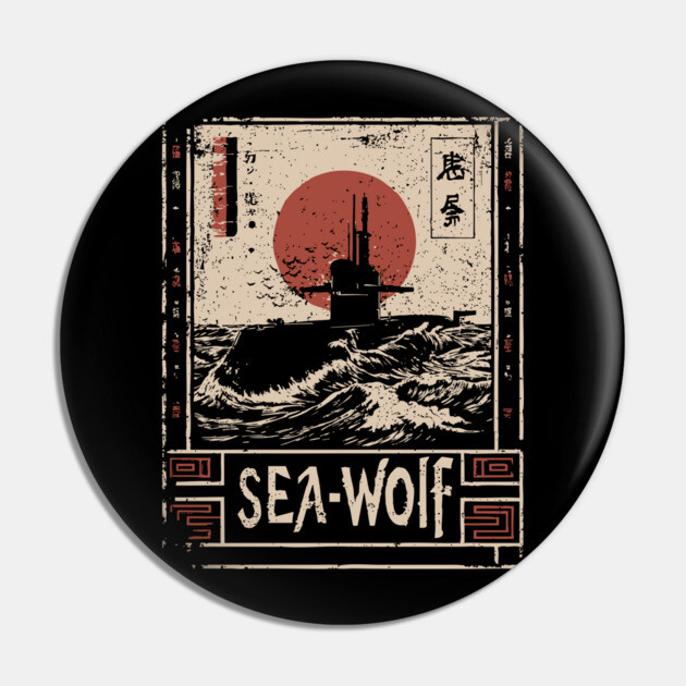 Sea Wolf Submarine - Tech Noir Underwater Warfare Art Pin by TuncGK