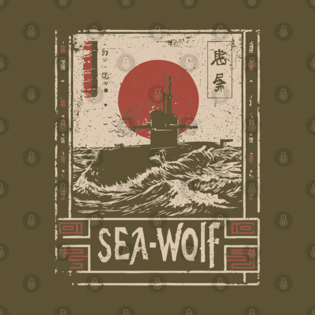 Sea Wolf Submarine - Tech Noir Underwater Warfare Art by TuncGK