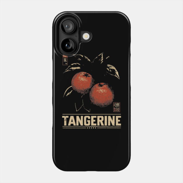 Tangerine Citrus Branch - Dark Academia Botanical Screenprint Phone Case by TuncGK