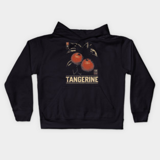 Tangerine Citrus Branch - Dark Academia Botanical Screenprint Kids Hoodie