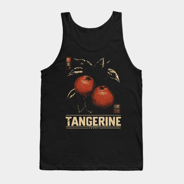 Tangerine Citrus Branch - Dark Academia Botanical Screenprint Tank Top by TuncGK