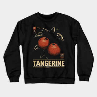 Tangerine Citrus Branch - Dark Academia Botanical Screenprint Crewneck Sweatshirt