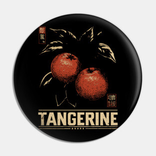 Tangerine Citrus Branch - Dark Academia Botanical Screenprint Pin