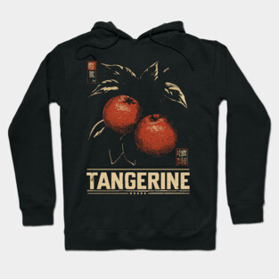 Tangerine Citrus Branch - Dark Academia Botanical Screenprint Hoodie