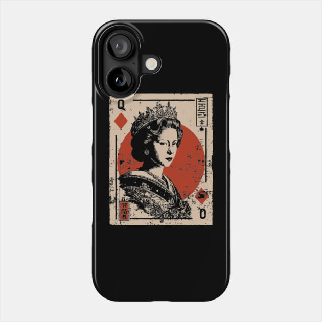 Queen of Diamonds Playing Card - Neo Noir Casino Royalty Art Phone Case by TuncGK
