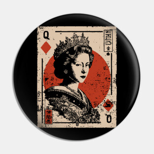 Queen of Diamonds Playing Card - Neo Noir Casino Royalty Art Pin