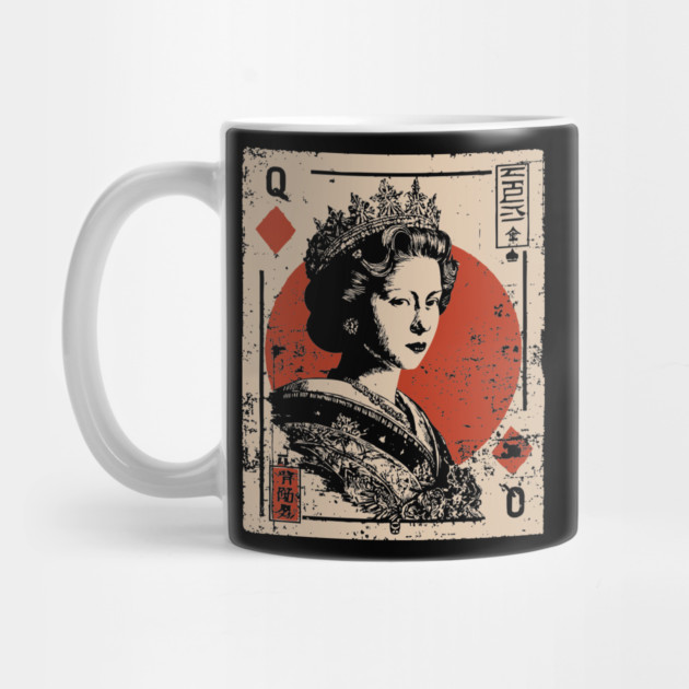 Queen of Diamonds Playing Card - Neo Noir Casino Royalty Art by TuncGK