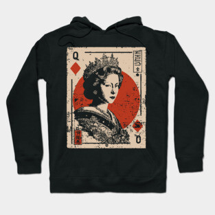 Queen of Diamonds Playing Card - Neo Noir Casino Royalty Art Hoodie