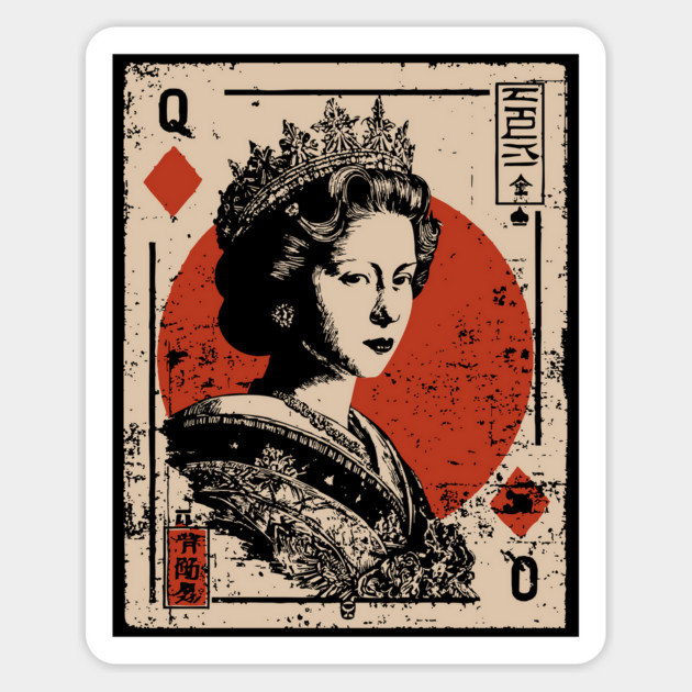 Queen of Diamonds Playing Card - Neo Noir Casino Royalty Art Magnet by TuncGK