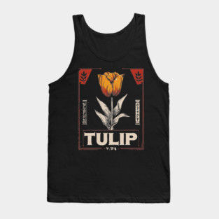 Tulip Botanical Print - Dutch Constructivist Wabi Sabi Flower Tank Top