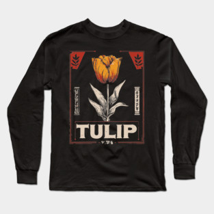 Tulip Botanical Print - Dutch Constructivist Wabi Sabi Flower Long Sleeve T-Shirt