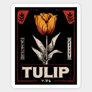 Tulip Botanical Print - Dutch Constructivist Wabi Sabi Flower Sticker