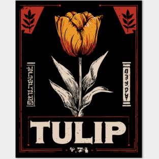 Tulip Botanical Print - Dutch Constructivist Wabi Sabi Flower Posters and Art