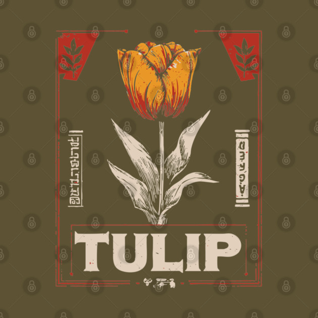 Tulip Botanical Print - Dutch Constructivist Wabi Sabi Flower by TuncGK