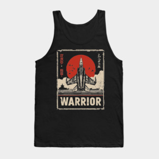 Warrior Jet Fighter - Tech Noir Military Aviation Propaganda Tank Top