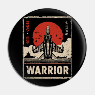 Warrior Jet Fighter - Tech Noir Military Aviation Propaganda Pin