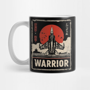 Warrior Jet Fighter - Tech Noir Military Aviation Propaganda Mug