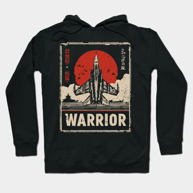 Warrior Jet Fighter - Tech Noir Military Aviation Propaganda Hoodie by TuncGK
