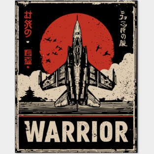Warrior Jet Fighter - Tech Noir Military Aviation Propaganda Posters and Art